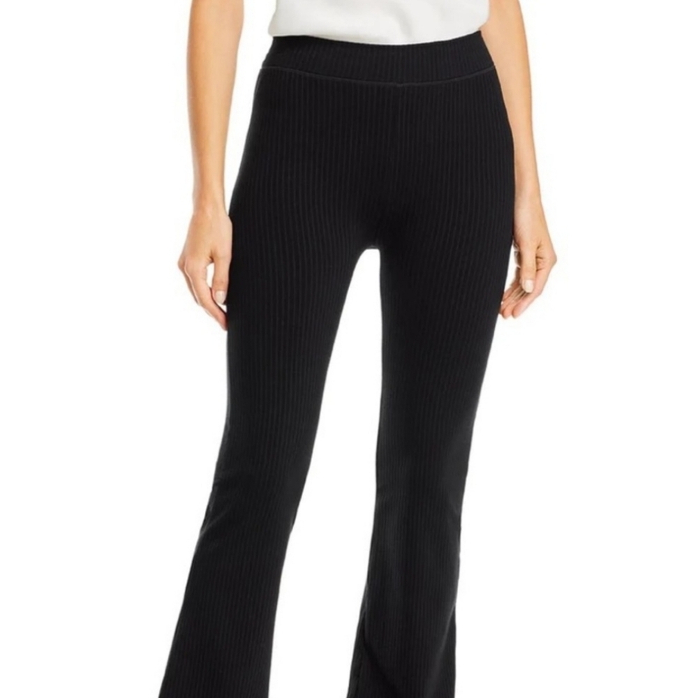 New Good American Rib Knit Flare Pants in Black Size 5 - Picture 1 of 7